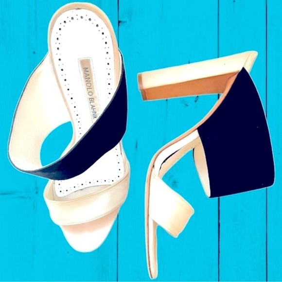 Chic suede Manolo Blahnik platform heels size41/10 mules sandals vacation beach - Picture 2 of 11